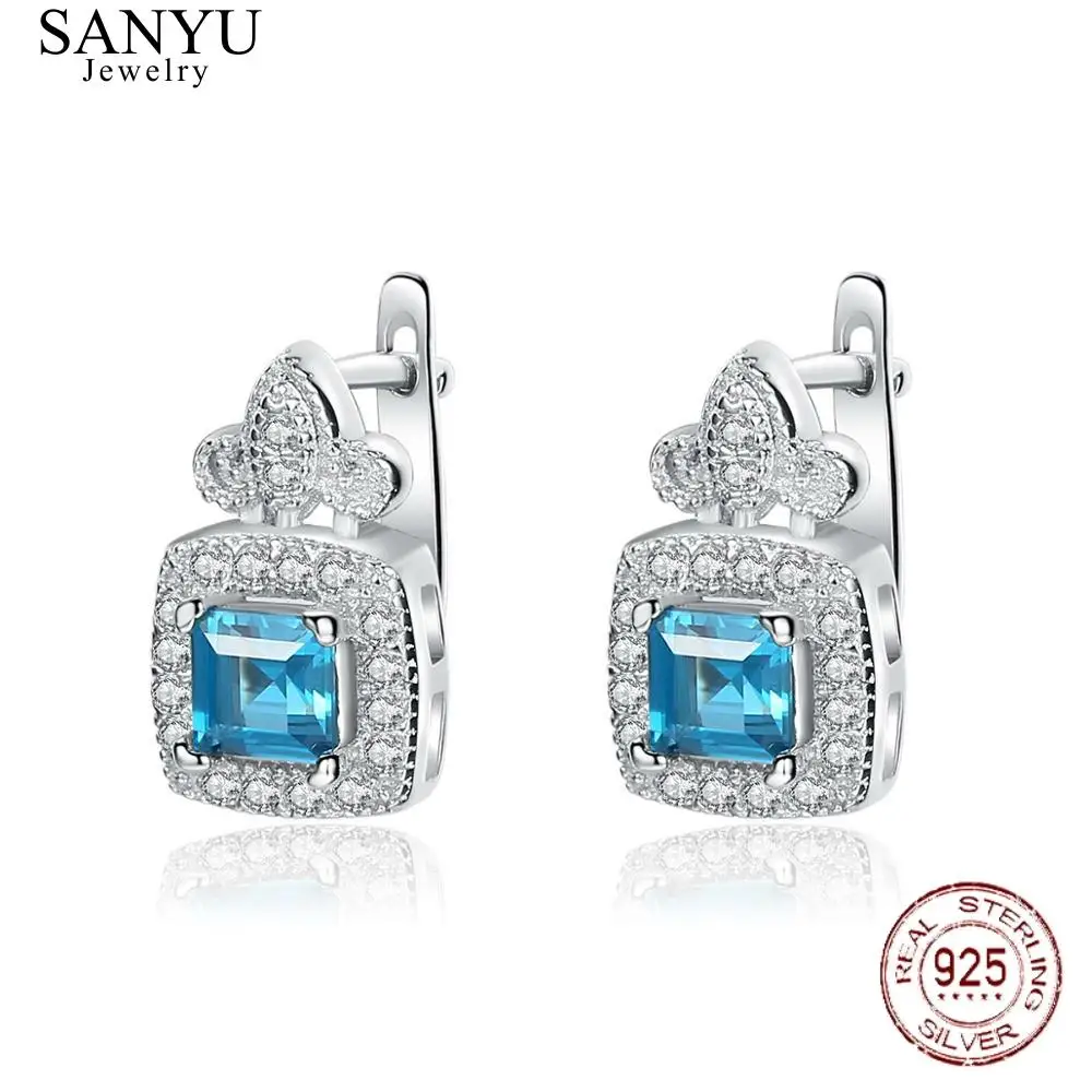 SANYU Small Square Shape Blue Topza Gemstone Clip Earrings For Women 925 Sterling Silver Earring Jewelry Lady Engagement Gift
SANYU Small Square Shape Blue Topza Gemstone Clip Earrings For Women 925 Sterling Silver Earring Jewelry Lady Engagement Gift