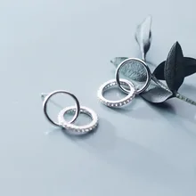 Nuevos pendientes de aro de circonita de Plata de Ley 925 brillantes elegantes pendientes de estilo japonés de Corea para mujeres joyería de oreja de moda(China)