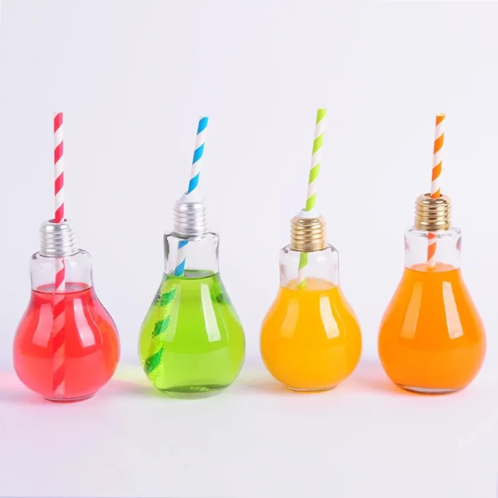 4pcs/lot Creative Bulb Water Bottle for Brief Fashion Cute Milk Juice Light Bulb Shape Leak-proof Glass Bottle Party
4pcs/lot Creative Bulb Water Bottle for Brief Fashion Cute Milk Juice Light Bulb Shape Leak-proof Glass Bottle Party