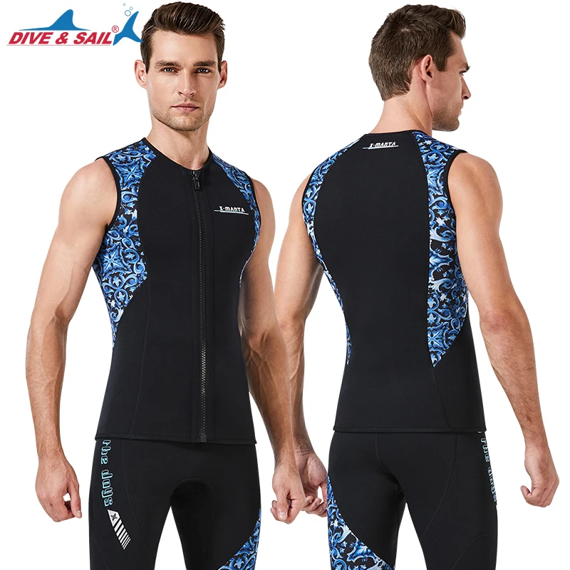 

Men's 3mm Wetsuit Neoprene Swim Surf Dive Vest Sleeveless Jacket Fishing Boating Ski Suits Front Zip Sun UV Protection