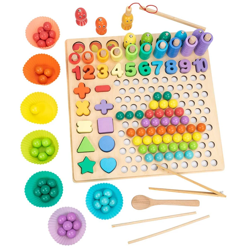 Фото Обучающие деревянные игрушки по методике Монтессори настольная игра математике