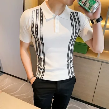 Polo shirt men's short-sleeved summer men's Korean-style slim British style society guy saucy lapel knitted shirt
Polo shirt men's short-sleeved summer men's Korean-style slim British style society guy saucy lapel knitted shirt