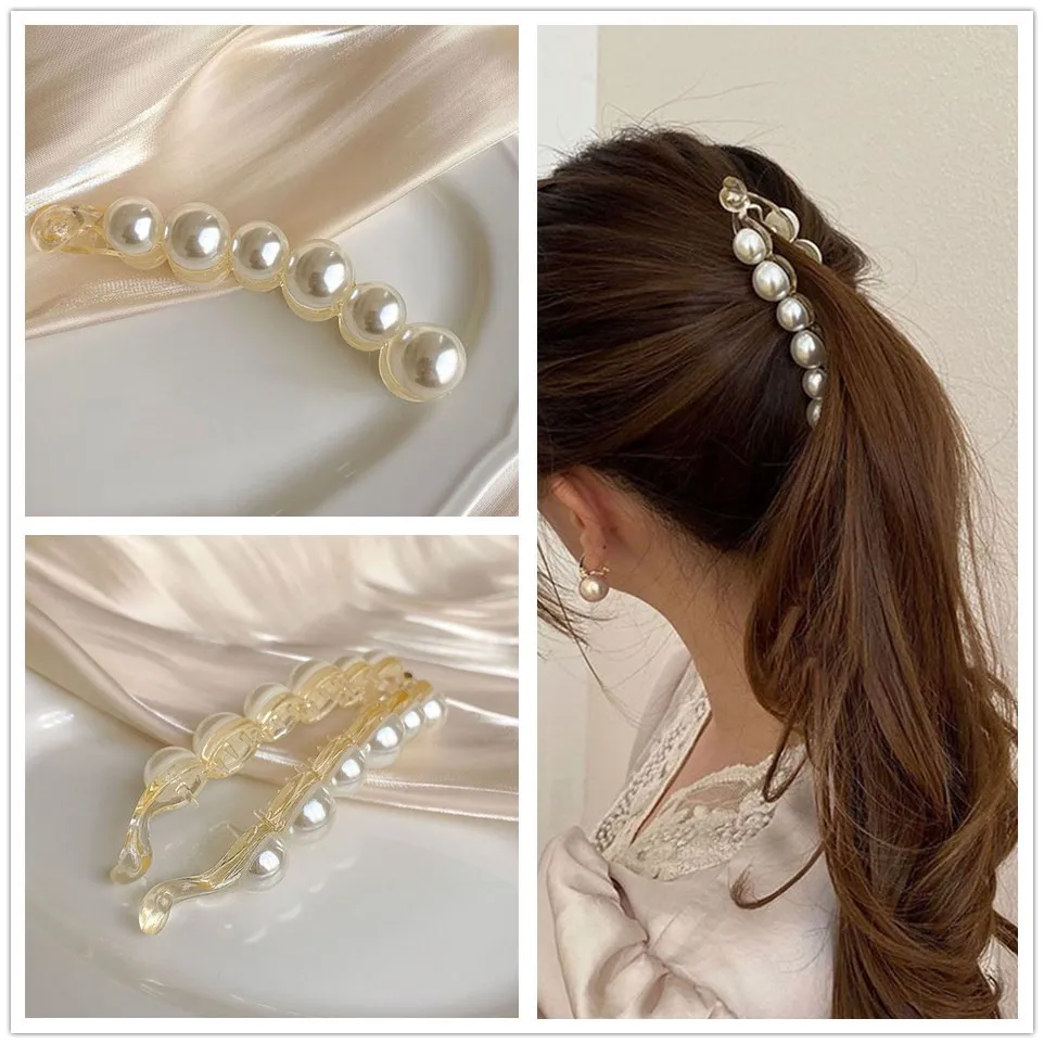 1pc Temperament Pearl Banana Clip Vertical Clip Ponytail Hairpin Simple Style Hair Accessories Elegant Hair Claws Hairpins
1pc Temperament Pearl Banana Clip Vertical Clip Ponytail Hairpin Simple Style Hair Accessories Elegant Hair Claws Hairpins