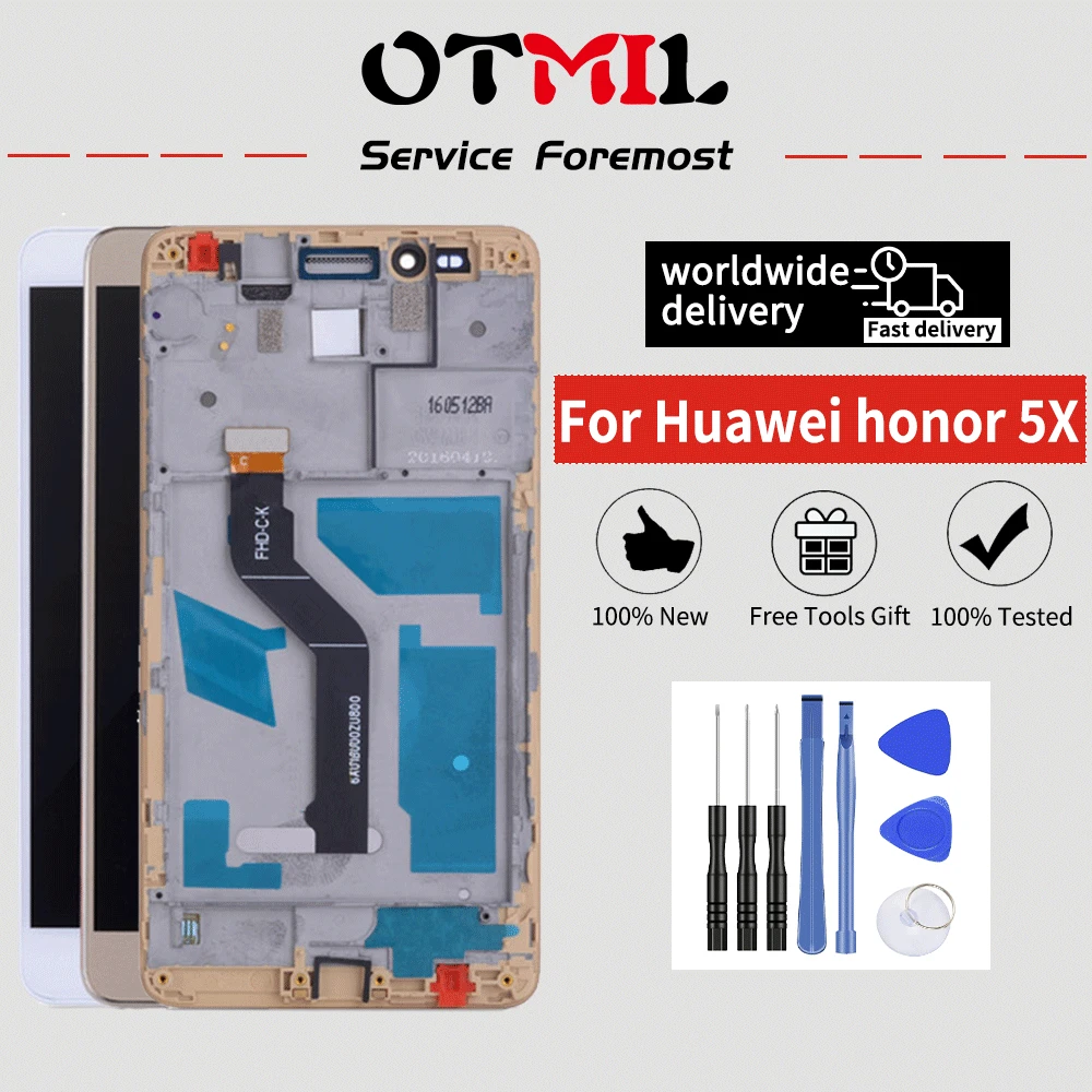 OTMIL 100% New For Huawei Honor 5X LCD 5.5"Touch Screen with Frame Digitizer Assembly Replacement For Huawei Honor 5X Display
OTMIL 100% New For Huawei Honor 5X LCD 5.5"Touch Screen with Frame Digitizer Assembly Replacement For Huawei Honor 5X Display