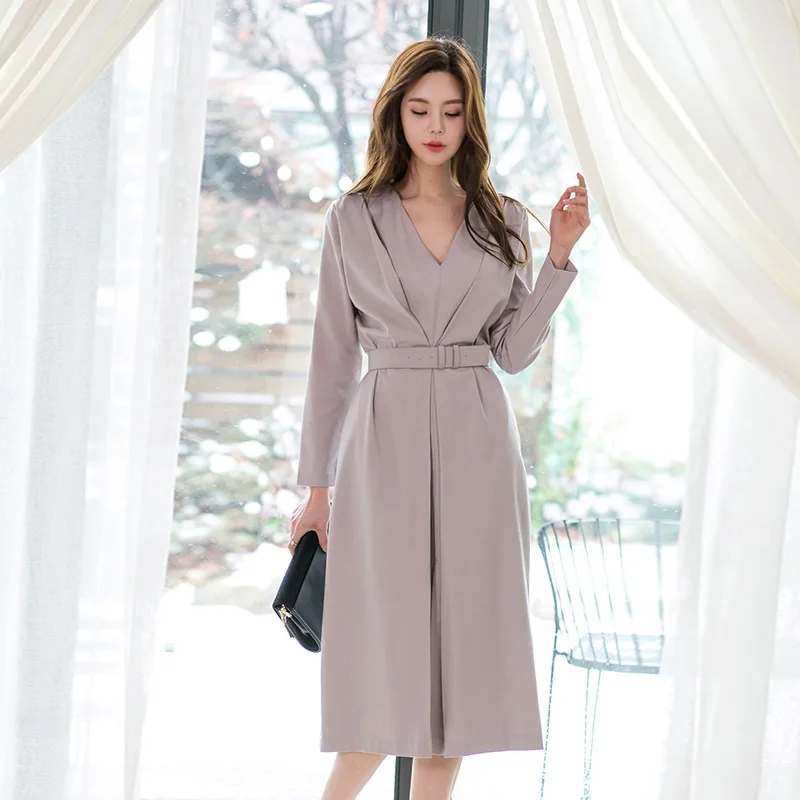 2019 Korean-style WOMEN'S Wear Early Autumn New Style V-neck Elegant Mid-length Long-sleeved Dress Women's
2019 Korean-style WOMEN'S Wear Early Autumn New Style V-neck Elegant Mid-length Long-sleeved Dress Women's