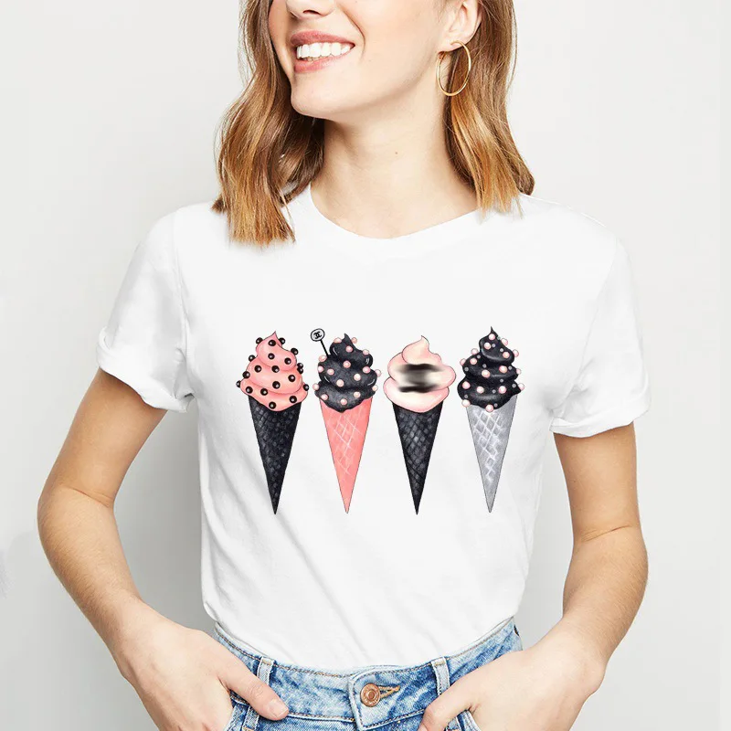 Ice Cream Printed Short Sleeve T-shirt LOVE Flower Pattern Garphic Style Crew Neck T Shirt Women Girl Top Tumblr Ins
Ice Cream Printed Short Sleeve T-shirt LOVE Flower Pattern Garphic Style Crew Neck T Shirt Women Girl Top Tumblr Ins