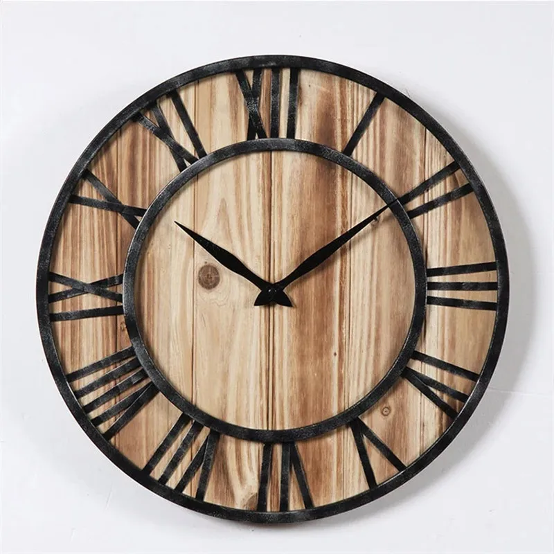 Creative Nordic Retro Round Iron Wall Clock Handmade Silent Wooden Wall Clock Decorative Quartz Clock for Living Room Bedroom
Creative Nordic Retro Round Iron Wall Clock Handmade Silent Wooden Wall Clock Decorative Quartz Clock for Living Room Bedroom