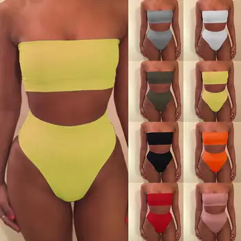 Women Sexy Bikini Set Off Shoulder Wrapped Chest Solid Push Beachwear No Swimwear Swimsuit Bandage Pad Up A4Z0
Women Sexy Bikini Set Off Shoulder Wrapped Chest Solid Push Beachwear No Swimwear Swimsuit Bandage Pad Up A4Z0