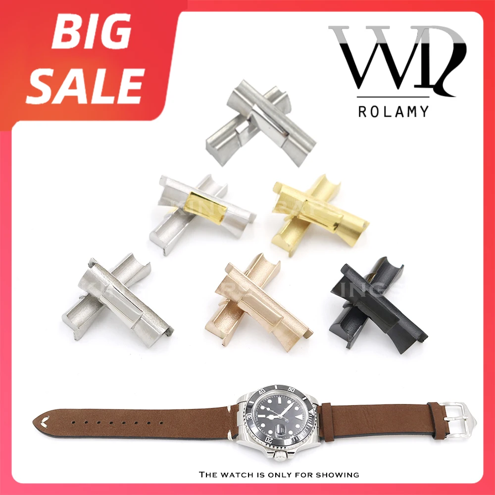 Rolamy 20mm Top Quality Luxury Silver Rose Gold Solid Curved End Link For Rolex Submariner Daytona GMT Watch Band Rubber Leather
Rolamy 20mm Top Quality Luxury Silver Rose Gold Solid Curved End Link For Rolex Submariner Daytona GMT Watch Band Rubber Leather