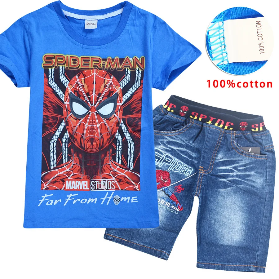 Summer Spider-man children's clothing set cartoon children's T-shirt jeans shorts set two-piece sports children's combination
Summer Spider-man children's clothing set cartoon children's T-shirt jeans shorts set two-piece sports children's combination