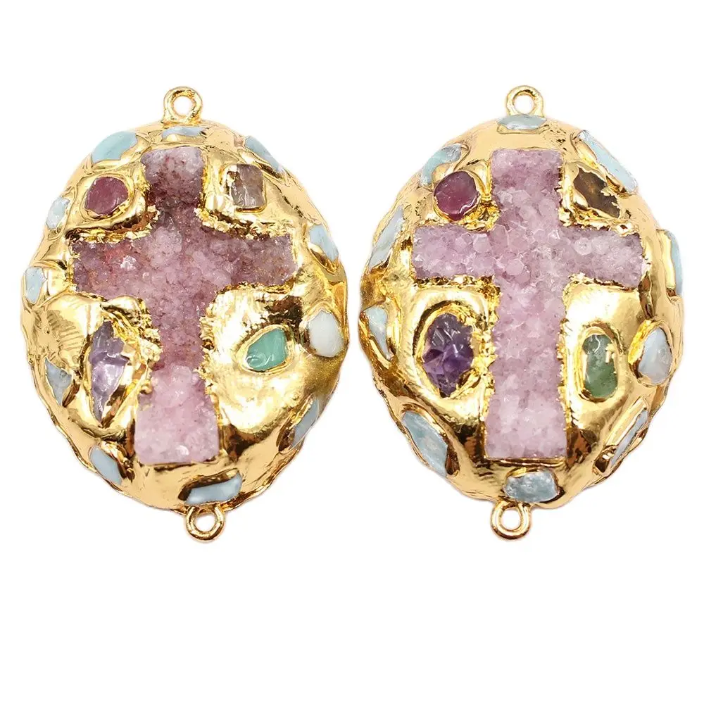 3 шт. 32x40 мм Синий Ларимар позолоченный Турмалин кварцевый Крест Подвеска соединитель для ожерелья браслета серьги ювелирные изделия DIY 
3 шт. 32x40 мм Синий Ларимар позолоченный Турмалин кварцевый Крест Подвеска соединитель для ожерелья браслета серьги ювелирные изделия DIY