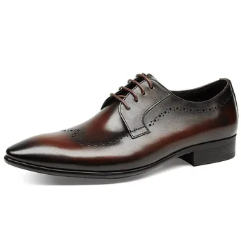 Pointy Men Dress Shoes Simple Style Quality Oxford Shoes Lace-up Brand Men Formal Shoes Genuine Leather Wedding Shoes 
Pointy Men Dress Shoes Simple Style Quality Oxford Shoes Lace-up Brand Men Formal Shoes Genuine Leather Wedding Shoes