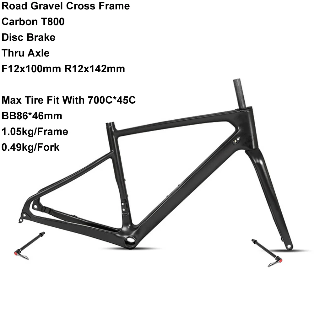 2020 Carbon Gravel Bike Frame Thru Axle 12x142mm Disc Brake Cyclocross 700C Road Bike Frameset With Fork 12x100mm
2020 Carbon Gravel Bike Frame Thru Axle 12x142mm Disc Brake Cyclocross 700C Road Bike Frameset With Fork 12x100mm