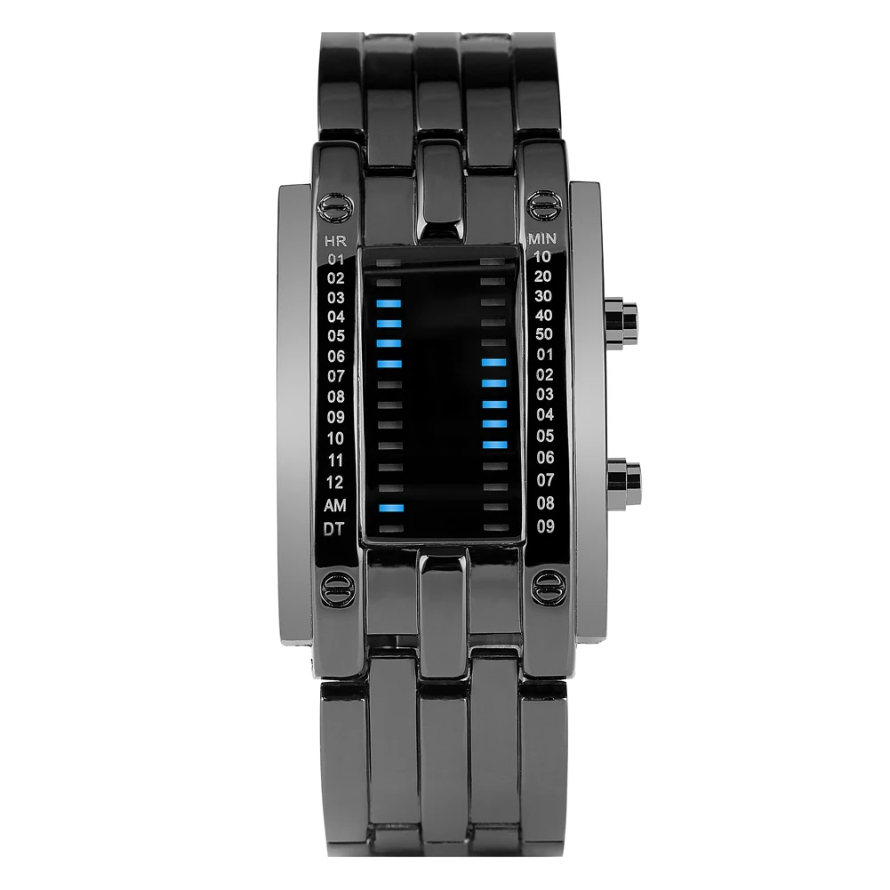 New Creative LED Digital Watch Double Row Light Binary Display Mens Clock Watches Stainless Steel Strap Male Wristwatch Relogio
New Creative LED Digital Watch Double Row Light Binary Display Mens Clock Watches Stainless Steel Strap Male Wristwatch Relogio