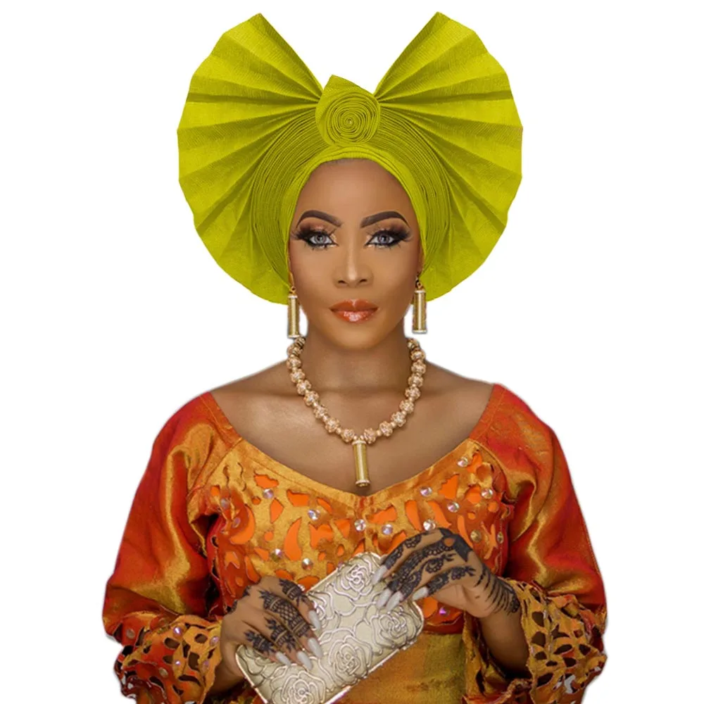 Beautiful African gele headwrap for wedding Ankara aso oke headtie handmade turban (11)