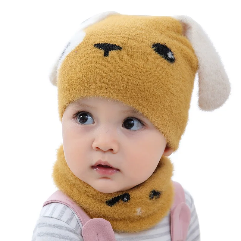 Детский зимний теплый шарф шапка с принтом собаки из мультфильма Детские шарфы