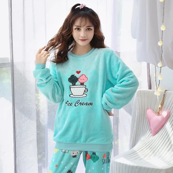 2020 Winter Long Sleeve Thick Warm Flannel Print Pajama Sets For Women Coral Velvet Sleepwear Pijama Mujer Homewear Home Clothes
2020 Winter Long Sleeve Thick Warm Flannel Print Pajama Sets For Women Coral Velvet Sleepwear Pijama Mujer Homewear Home Clothes
