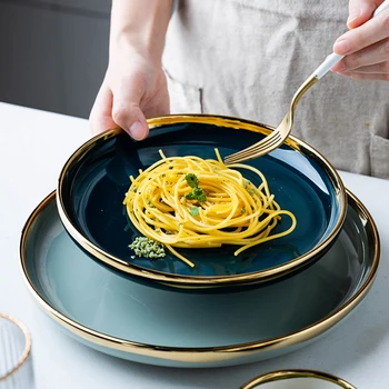 MDZF SWEETHOME 10inch Nordic Gold Border Serving Plate Steak Western Food Large Plate Pasta Dinner Salad Dessert Tableware
MDZF SWEETHOME 10inch Nordic Gold Border Serving Plate Steak Western Food Large Plate Pasta Dinner Salad Dessert Tableware