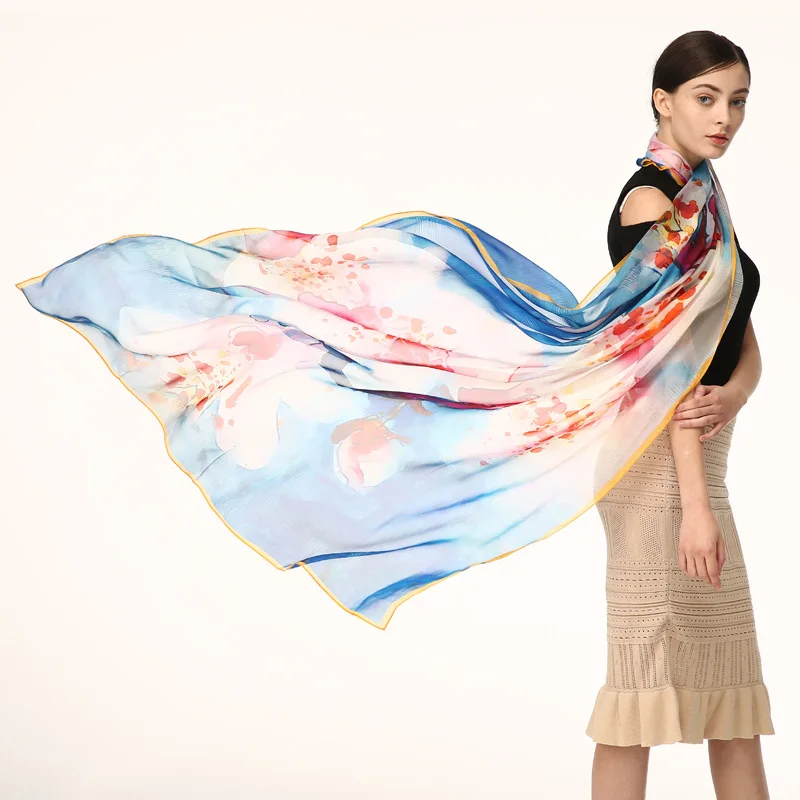 HL07135 wahtai chou zhuang Spring New Style Oil Painting Spray-print 100% Real Silk Chiffon Women's Sun-resistant Shawl
HL07135 wahtai chou zhuang Spring New Style Oil Painting Spray-print 100% Real Silk Chiffon Women's Sun-resistant Shawl