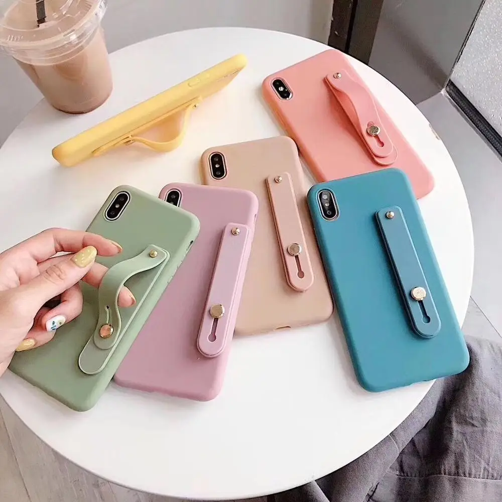 Мягкий чехол карамельного цвета с ремешком на запястье для Samsung Galaxy J2 J3 J4 J5 J6 J7 J8 Pro