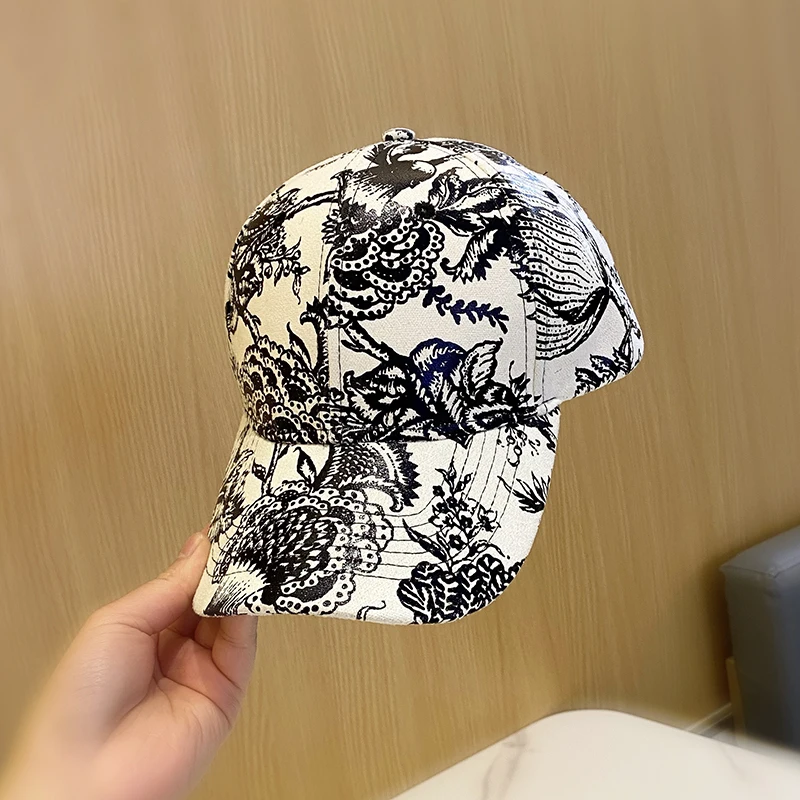 

Summer New Ladies Baseball Cap Fashion Casual Retro Best-selling Peaked Caps Flower Pattern Wild Outdoor Adjustable Sun Hat