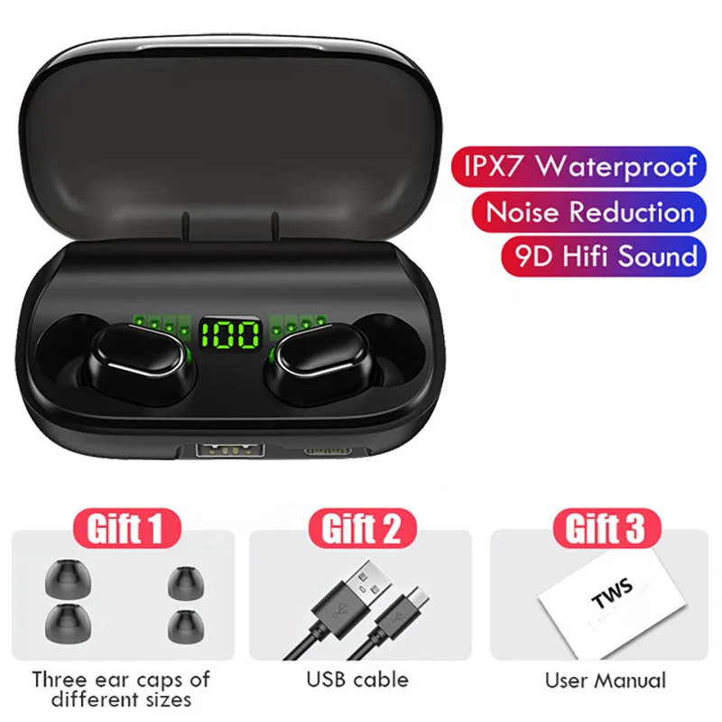 9D Waterproof Earphone Bluetooth Wireless Headset Stereo HIFI Sound True Wireless Earbud Headphone IPX7 Noise Reduction With Mic
9D Waterproof Earphone Bluetooth Wireless Headset Stereo HIFI Sound True Wireless Earbud Headphone IPX7 Noise Reduction With Mic