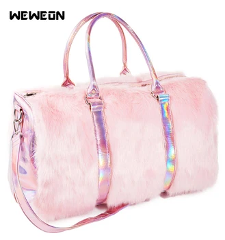 Women's Symphony Street Travel Handbag Faux Fur Reflective Luggage Tote Rainbow Travel Bag Girl Laser Soft Clothing Storage
Women's Symphony Street Travel Handbag Faux Fur Reflective Luggage Tote Rainbow Travel Bag Girl Laser Soft Clothing Storage