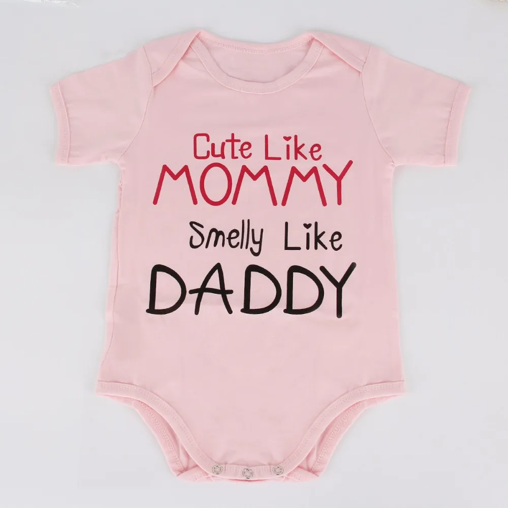 

0-24M Newborn Infant Baby Girls Clothes Short Sleeve Bodysuit Jumpsuit Playsuit Love MOMMY DADDY Letter Print Outfits