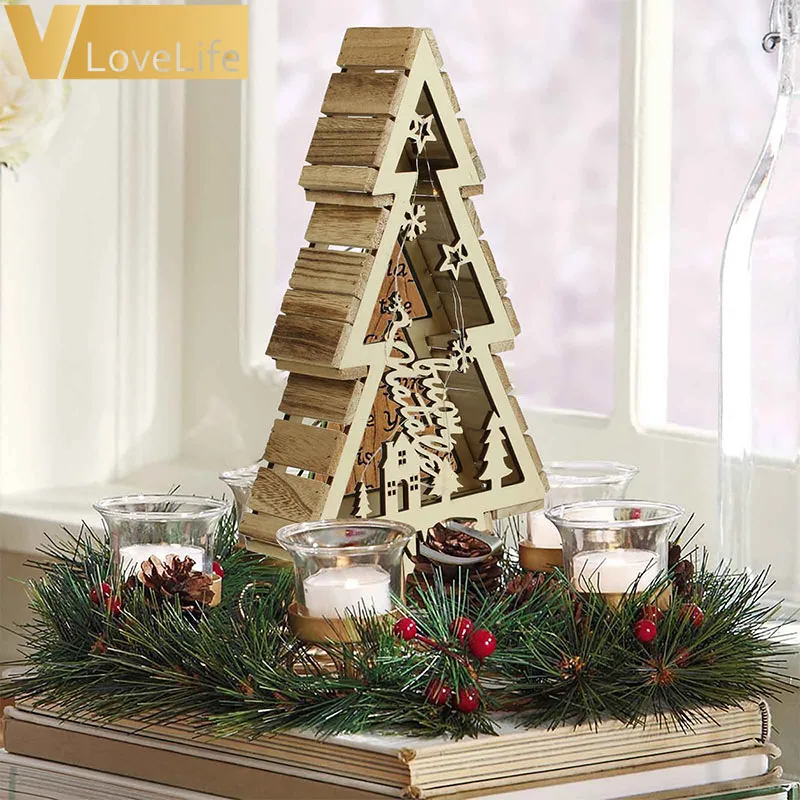 merry christmas tree led light warm white wooden delicate diy