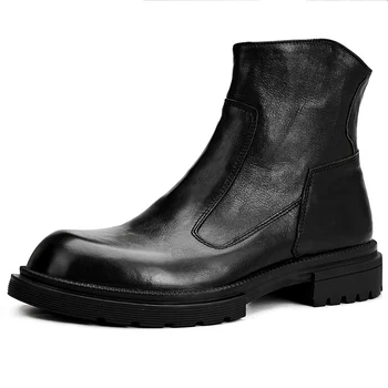 Autumn Winter Free Shipping Leather Big Size Plush British High Top Short Boots Chelsea Boots male Cowhide Thick bottom Zipper
Autumn Winter Free Shipping Leather Big Size Plush British High Top Short Boots Chelsea Boots male Cowhide Thick bottom Zipper