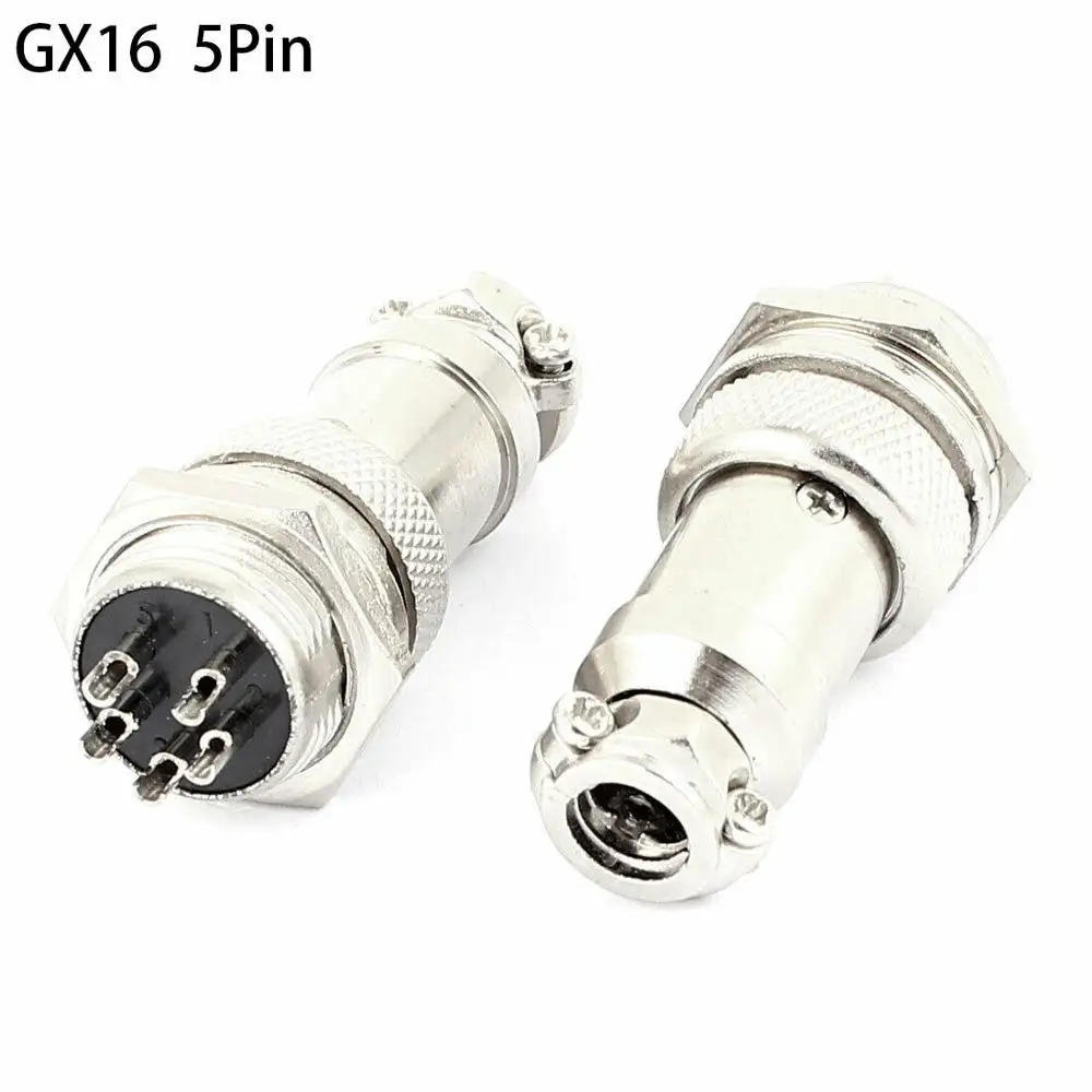 

1set GX16 5P Aviation Plug 16mm 5Pin Male Plug Female jack Audio Wire Panel Connector kit Interface