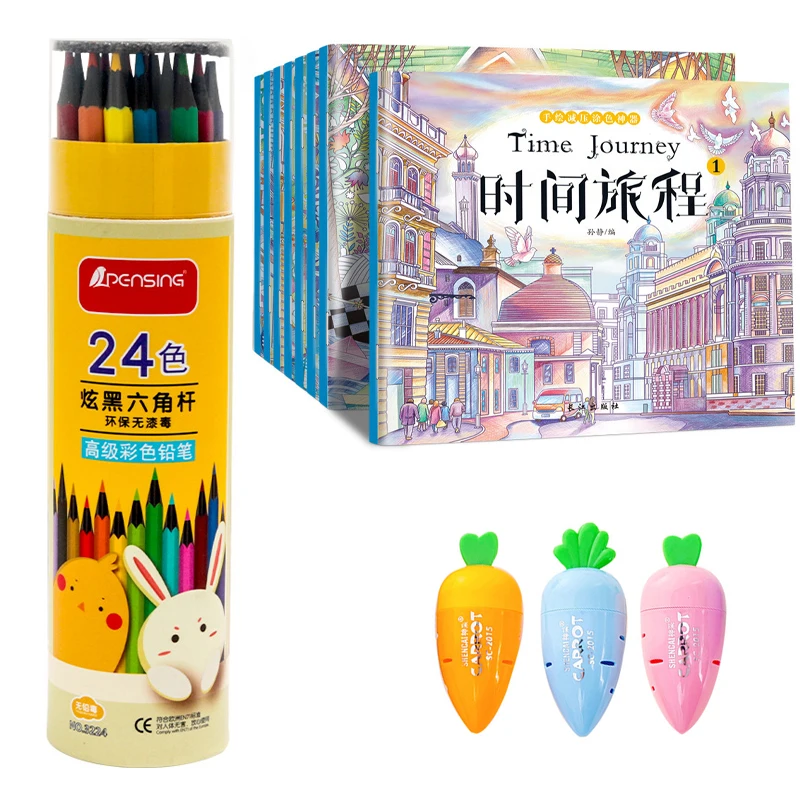 Drawing Kit 24 Pastel Colors Pencils Set + Coloring Books + Sharpenerl Non-toxic Colored Pencil for School kids Home DIY Gifts
Drawing Kit 24 Pastel Colors Pencils Set + Coloring Books + Sharpenerl Non-toxic Colored Pencil for School kids Home DIY Gifts