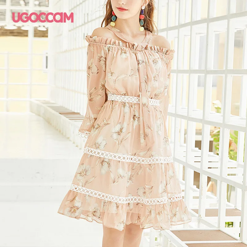 UGOCCAM Halter Dress Sweet Chiffon Floral Print Flare Sleeve Ruffles Wrap Off Shoulder Casual Loose Chic Party Boho Dresses
UGOCCAM Halter Dress Sweet Chiffon Floral Print Flare Sleeve Ruffles Wrap Off Shoulder Casual Loose Chic Party Boho Dresses