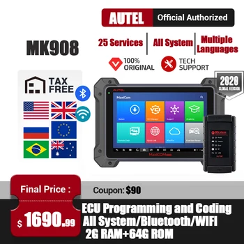 Autel MK908 Car Diagnostic Tool OBD2 Scanner ECU Coding Programmming OBD 2 Auto Car Diagnostic Tool PK Maxisys Elite IM608 MK908