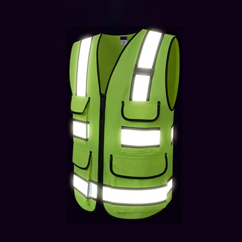 Reflective Vest High Visibility Multi Pocket Safety Gear Outdoor Protector Top Construction Site Outer Wear Reflective Vest