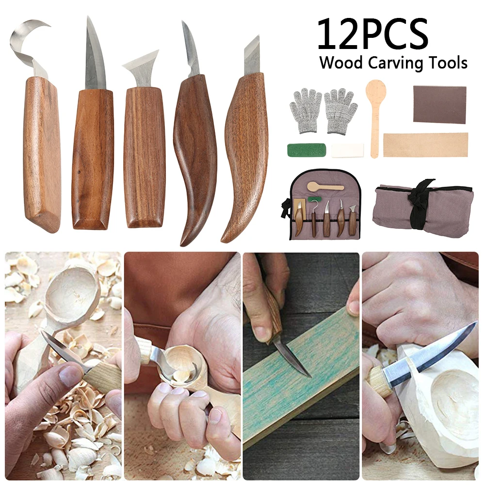 12pcs Chisel Woodworking Cutter Set Wood Carving Knife DIY Peeling Woodcarving Sculptural Spoon Carving Cutter Hand Tool
12pcs Chisel Woodworking Cutter Set Wood Carving Knife DIY Peeling Woodcarving Sculptural Spoon Carving Cutter Hand Tool