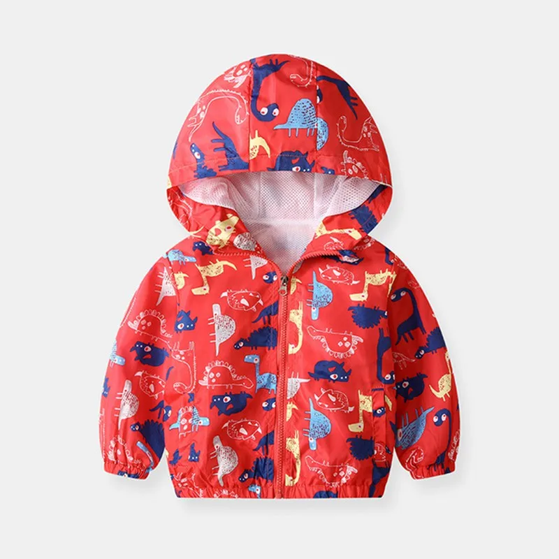 COOTELILI Dinosaur Printing Boys Windbreaker Children Clothes Hooded Autumn Kids Jacket For Boys Coat Children Clothes (13)