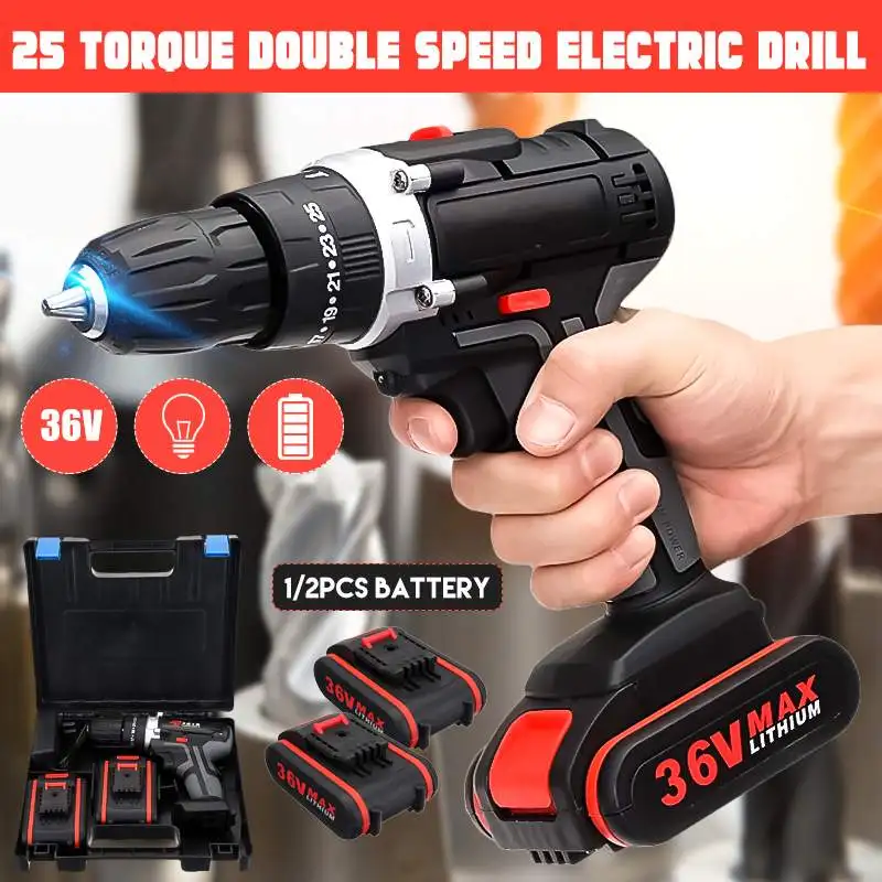36V Professional Electric Impact cordless screwdriver Electric Dril 1/2 Li-ion Battery Rechargeable Home DIY Electric Power Tool
36V Professional Electric Impact cordless screwdriver Electric Dril 1/2 Li-ion Battery Rechargeable Home DIY Electric Power Tool