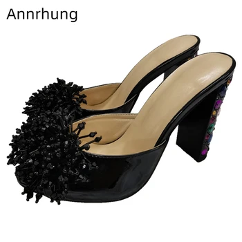 New Chic Women Slippers Crystal High Heels String Bead Fringe Tassel Bright Patent Leather Rhinestone Heel Runway Shoes Woman
New Chic Women Slippers Crystal High Heels String Bead Fringe Tassel Bright Patent Leather Rhinestone Heel Runway Shoes Woman