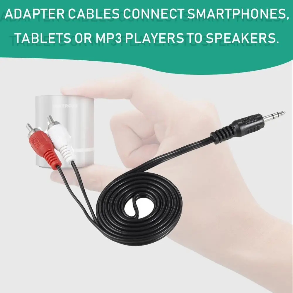 1/8 Inch 3.5mm Plug Jack to 2 RCA Male Stereo Audio Earphone Headphone Headset Y Splitter Adaptor Cable