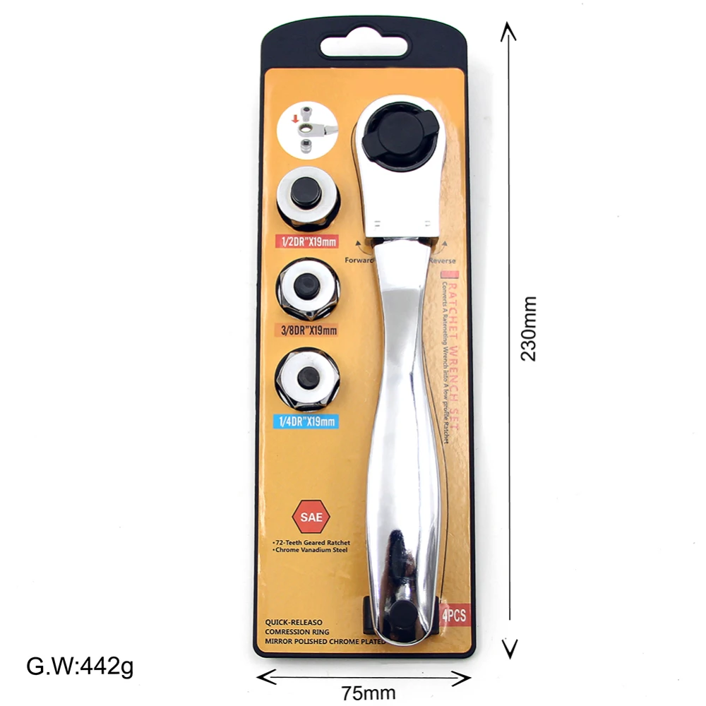 3 in 1 1/4 3/8 1/2 Two-way Ratchet Wrench Quick Sleeve Connector Portable High hardness High Torque Hand Tools For Bike Repair
3 in 1 1/4 3/8 1/2 Two-way Ratchet Wrench Quick Sleeve Connector Portable High hardness High Torque Hand Tools For Bike Repair