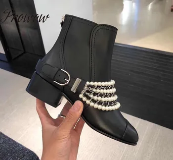 Prowow New Genuine Leather Runway Design Ankle Boots Pearl Chain String Low Heel Winter Boots Shoes Women Zapatos Mujer
Prowow New Genuine Leather Runway Design Ankle Boots Pearl Chain String Low Heel Winter Boots Shoes Women Zapatos Mujer
