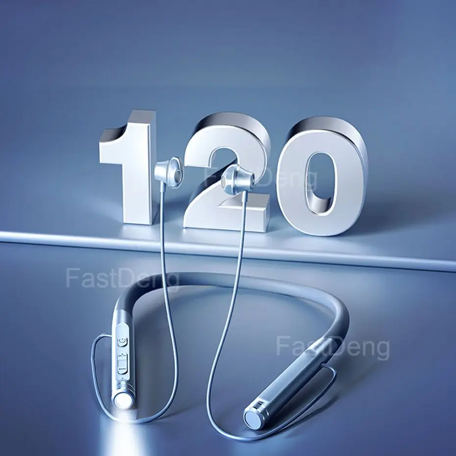 120 Hours Earphones Bluetooth Headphones Stereo Bass Wireless Headphone Neckband Power Flashlight Display Headset TF Card Runner |