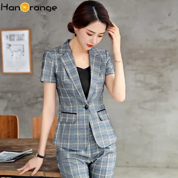 Summer 2020 Plaid Suit Jacket Slim Temperament Professional Women Single Button Short Sleeve Blazer 
Summer 2020 Plaid Suit Jacket Slim Temperament Professional Women Single Button Short Sleeve Blazer