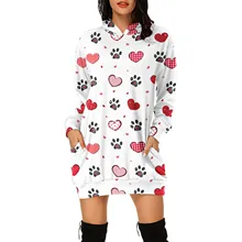Women Dress Fashion Casual Valentine's Day Print Bag Hip Pocket Long Sleeves Hoodies Sweatshirt Dress With Pockets Pullovers Top
Women Dress Fashion Casual Valentine's Day Print Bag Hip Pocket Long Sleeves Hoodies Sweatshirt Dress With Pockets Pullovers Top