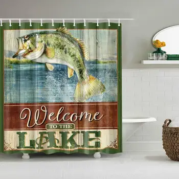 Waterproof Thicken Fish in Laker Bathing Bhite Bathroom Polyester Mildew Proof Bath Tub Shower Curtain with 12 pcs Hooks 
Waterproof Thicken Fish in Laker Bathing Bhite Bathroom Polyester Mildew Proof Bath Tub Shower Curtain with 12 pcs Hooks