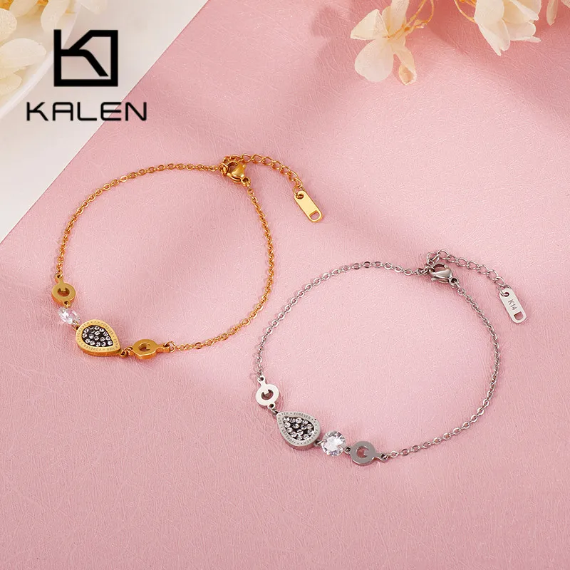 KALNE Trendy Water Drop Round Zircon Bracelets For Women Gold/Silver Stainless Steel Link Chain Lobster Clasp Esposas Jewelry
KALNE Trendy Water Drop Round Zircon Bracelets For Women Gold/Silver Stainless Steel Link Chain Lobster Clasp Esposas Jewelry