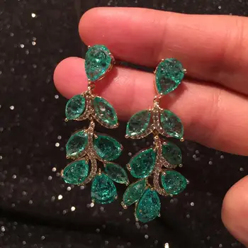 Green leaf earrings female long light luxury super flash fairy long tassel exaggerated fresh summer green earrings 
Green leaf earrings female long light luxury super flash fairy long tassel exaggerated fresh summer green earrings