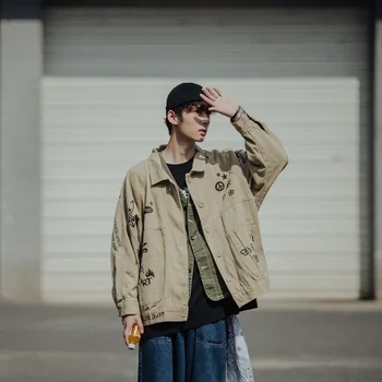 2019 Spring And Autumn New Retro Street Fashion Graffiti Printing Couple Denim Jacket Korean Bf Harajuku Shirt Green / Beige
2019 Spring And Autumn New Retro Street Fashion Graffiti Printing Couple Denim Jacket Korean Bf Harajuku Shirt Green / Beige