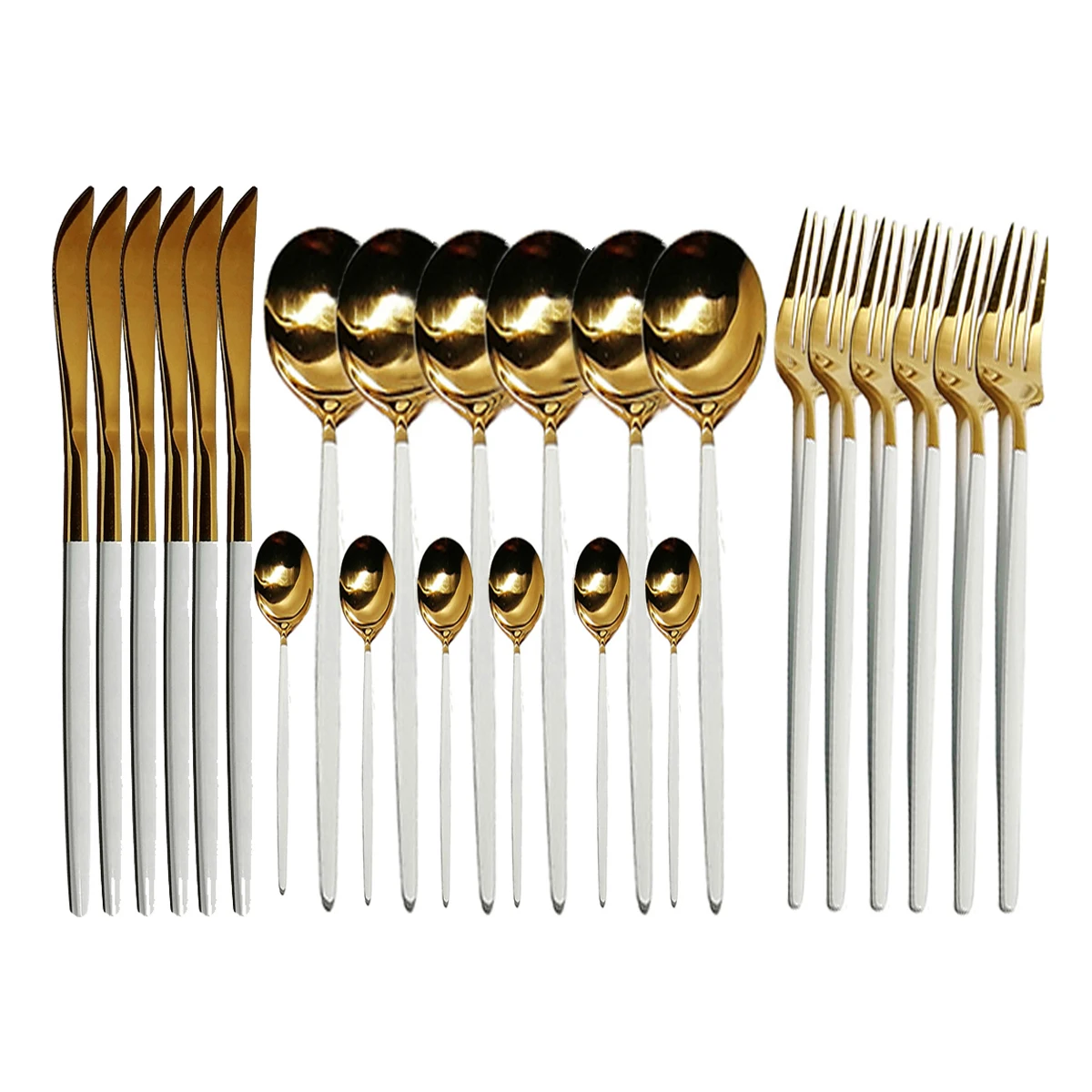 24Pcs/Set Colorful Cutlery Set Stainless Steel Tableware Dinner 304 Stainless Steel Dinnerware Set Knife Fork Spoon Dinner Set
24Pcs/Set Colorful Cutlery Set Stainless Steel Tableware Dinner 304 Stainless Steel Dinnerware Set Knife Fork Spoon Dinner Set